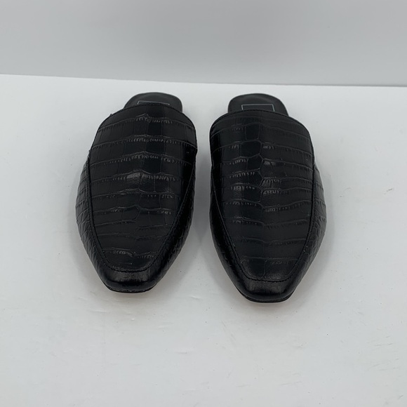 Dolce Vita Clear slide mule loafer shoe black crocodile embossed leather new 7.5 - Picture 3 of 6